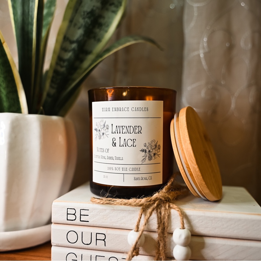 Lavender and Lace Candle, Lavender Scent, Relaxing Candle, Handmade Soy Wax 12oz